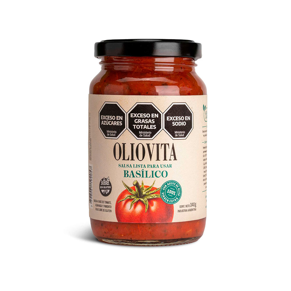 Salsa de Tomate Sabor Basílico 340 Grs Oliovita