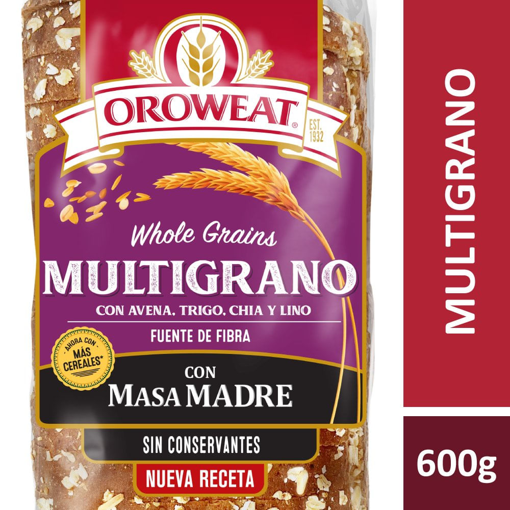 Pan Multigrano Masa Madre X 600 Grs Oroweat