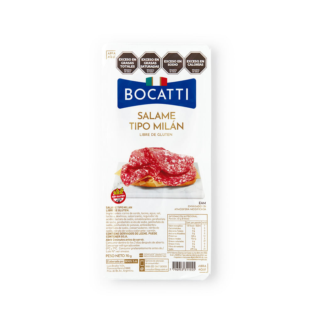 Salame Sabor Salame Feteado 70 Grs Bocatti
