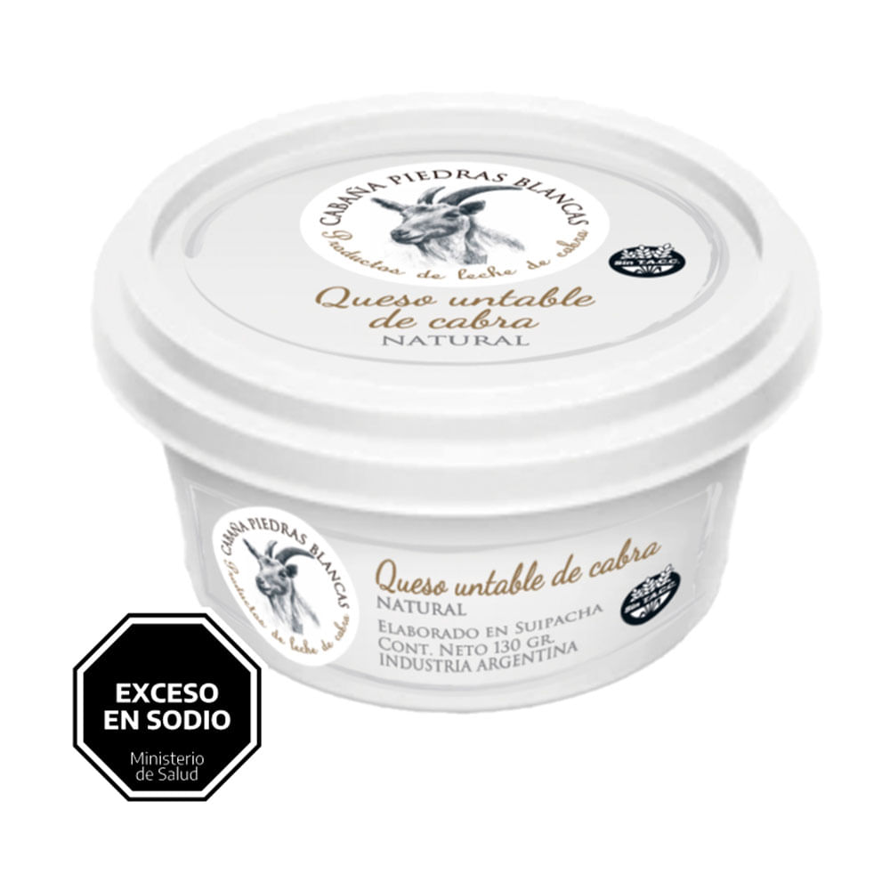 Queso Untable de Cabra Natural x 0.13 Kg Cabaña Piedras Blancas