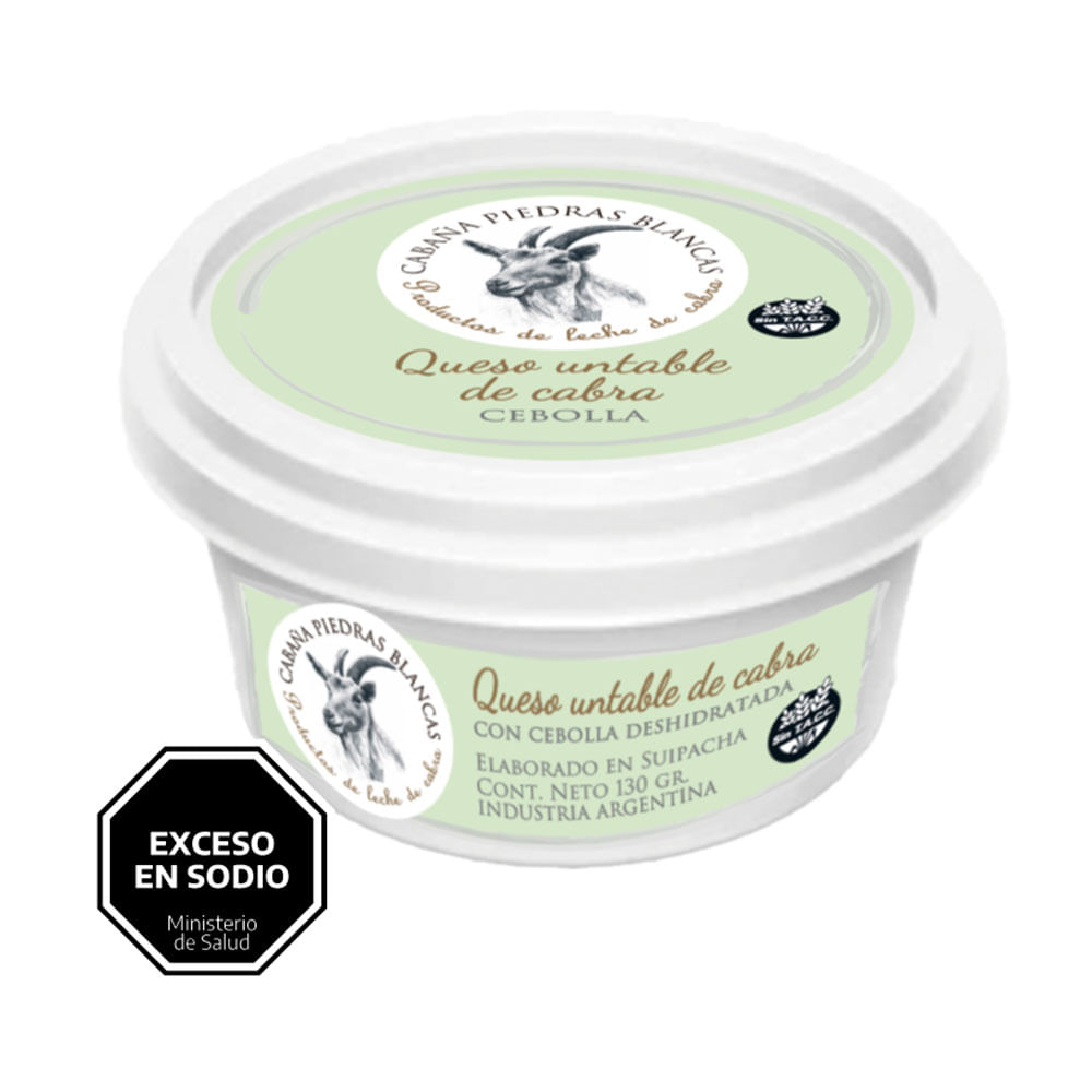 Queso de cabra untable sabor Cebolla x 130 Grs Cabaña Piedras Blancas