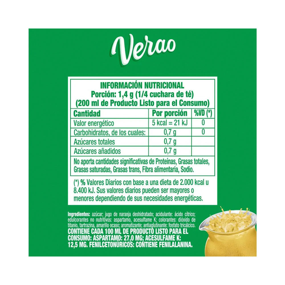 Jugo en Polvo Sabor Ananá 7 Grs Verao
