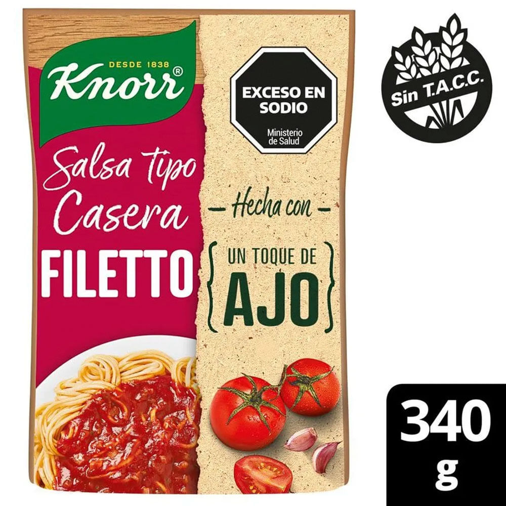 Salsa de Tomate Sabor Filetto 340 Grs Knorr