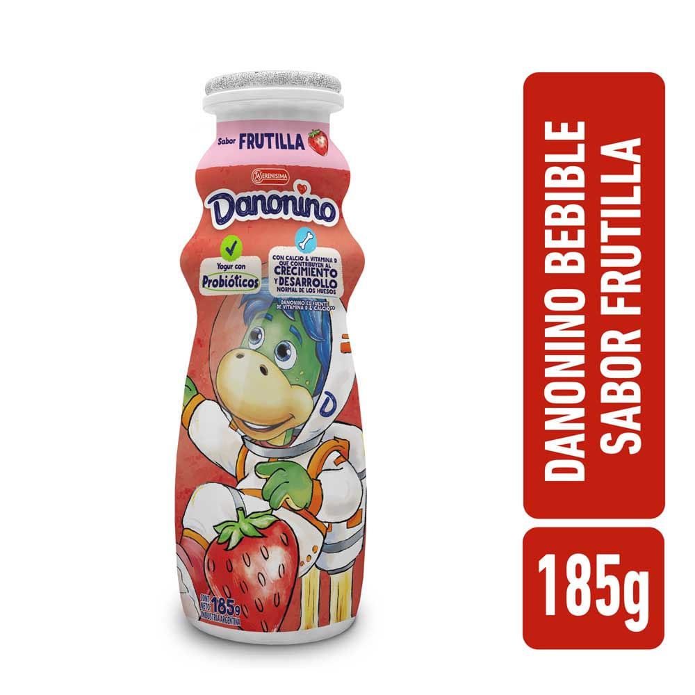 Yogur Sabor Frutilla Bebible 185 Grs Danonino
