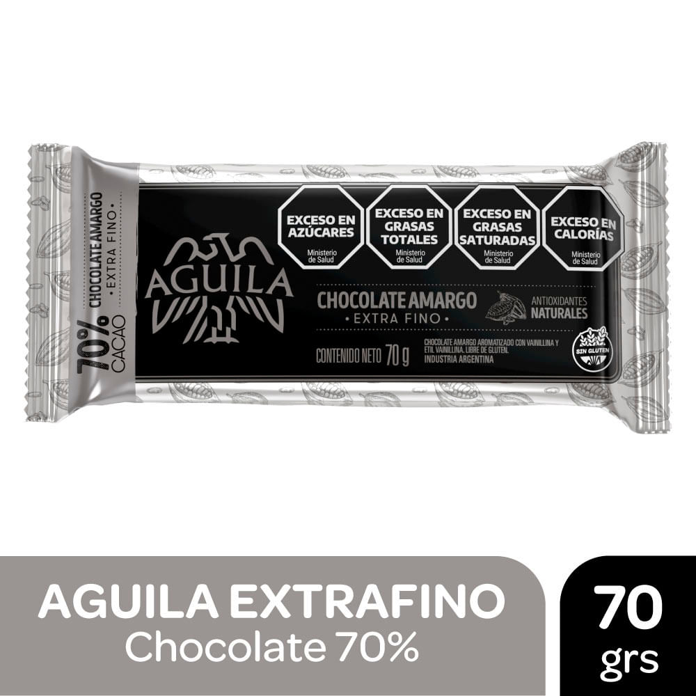 Chocolate Amargo 70% Cacao 70 Grs Aguila