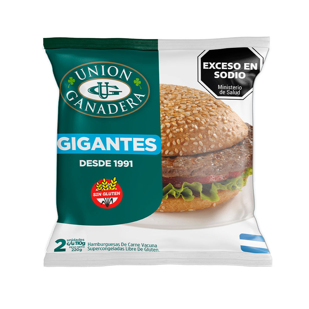 Hamburguesas Union Ganadera Gigantes 2 U - 110 Gr