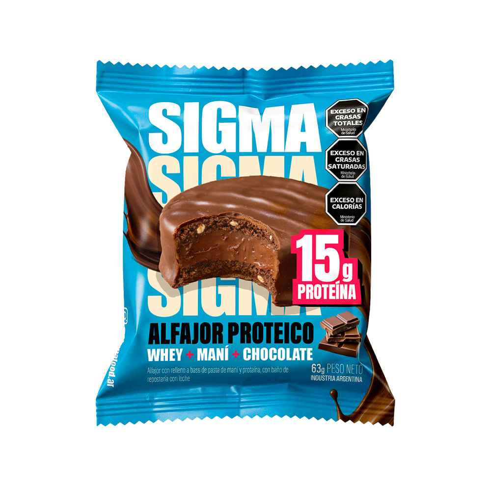 Alfajor Proteico de Pasta de Maní y Chocolate 63 Grs x 1 Un Sigma