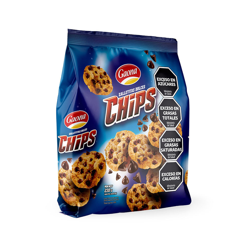 Galletitas Sabor Chips de Chocolate 230 Grs Gaona