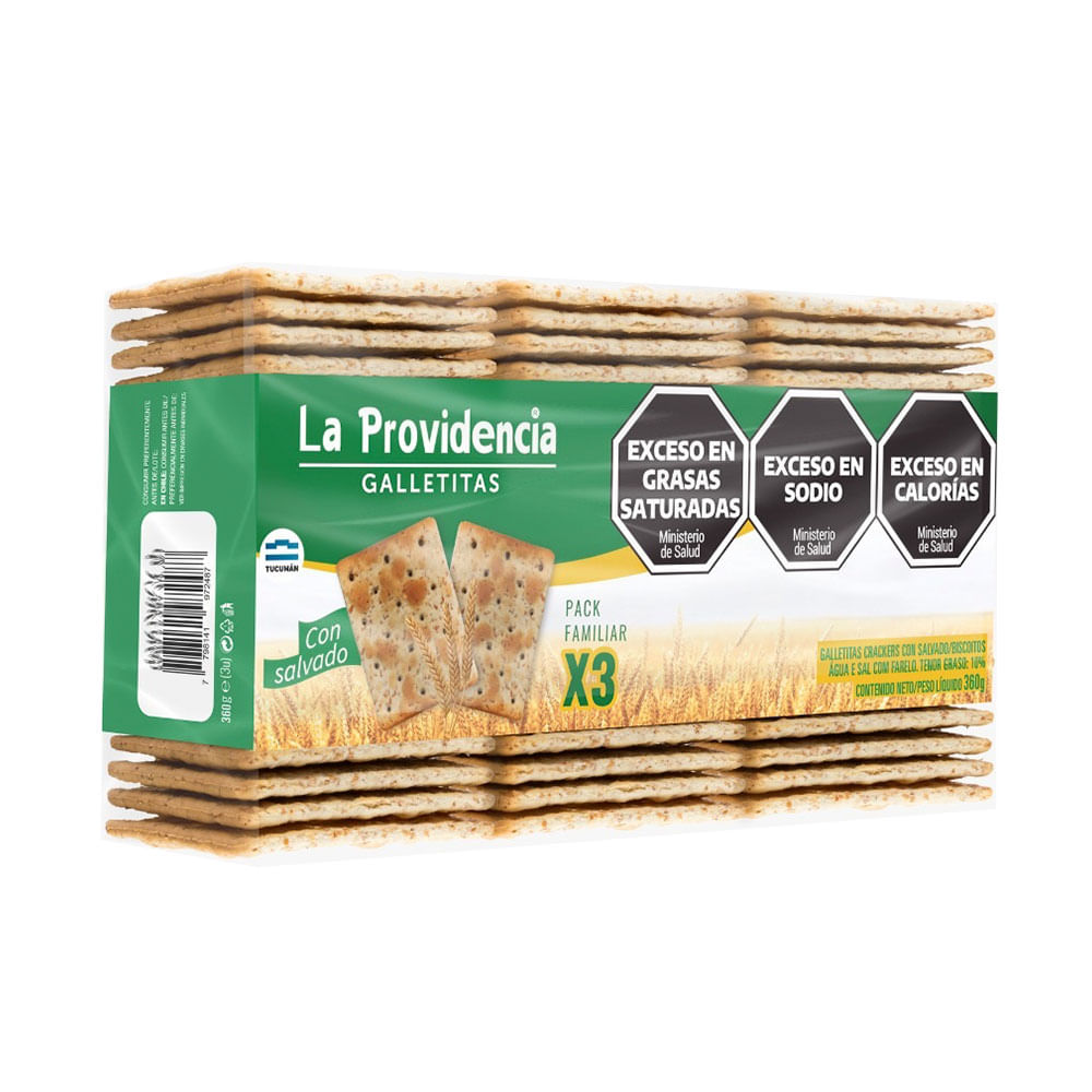 Galletitas de Salvado 360 Grs x 3 Un La Providencia