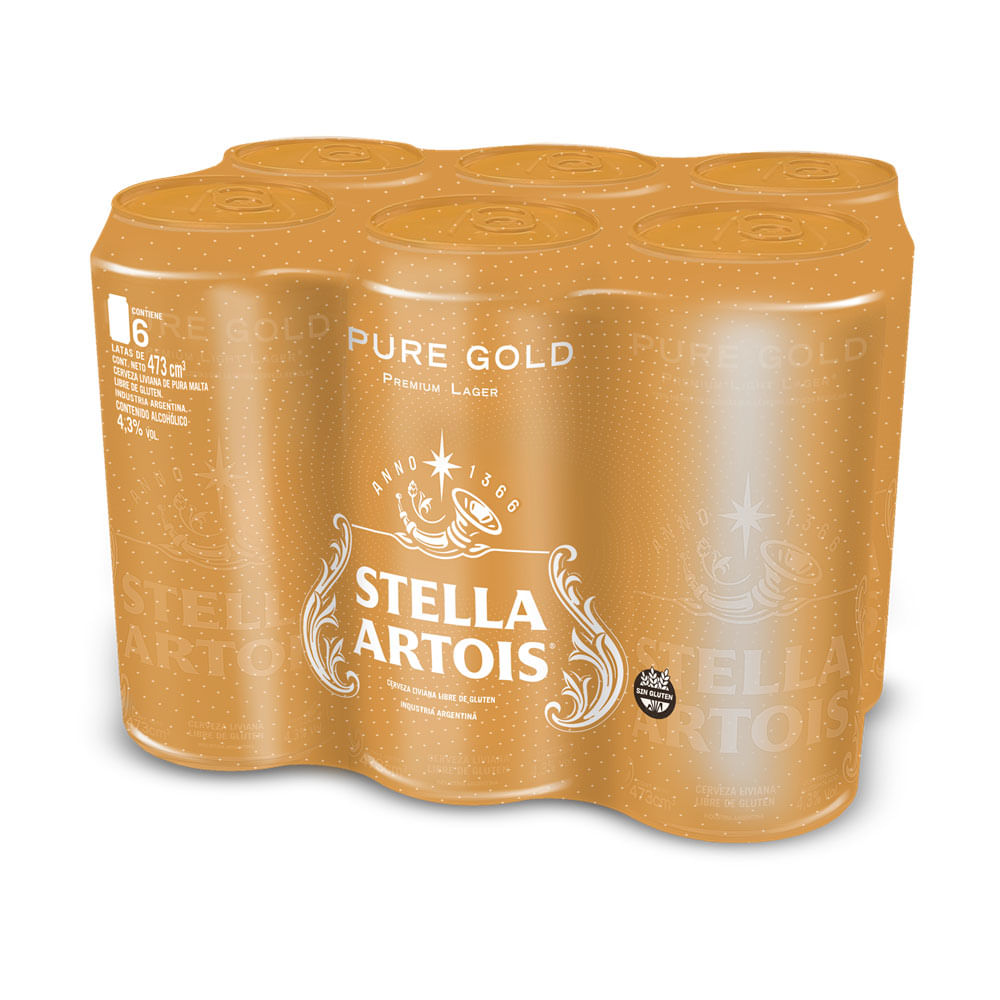 Cerveza Lager Pure Gold 473 Cc x 6 Un Stella Artois