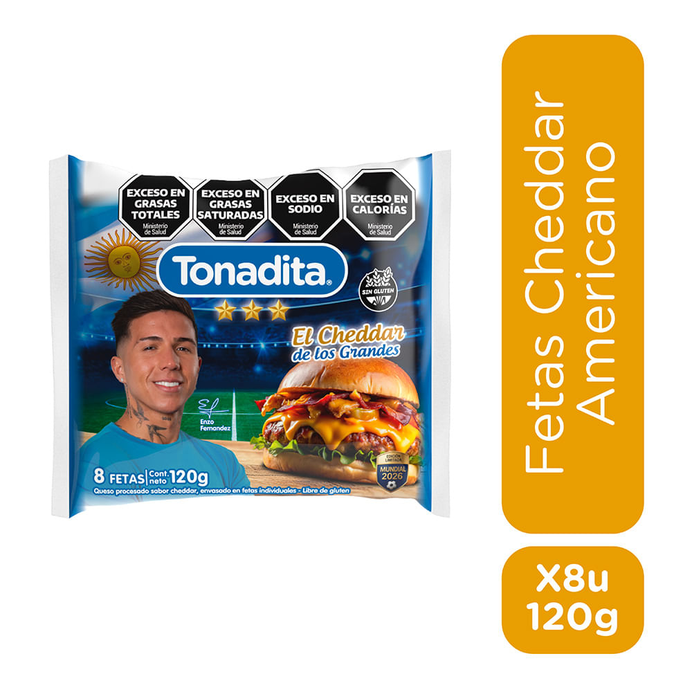 Queso Cheddar Fetas Tonadita X 120 Gr
