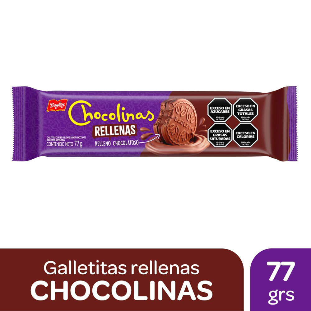Galletitas Chocolinas Rellenas Chocolate 77gr