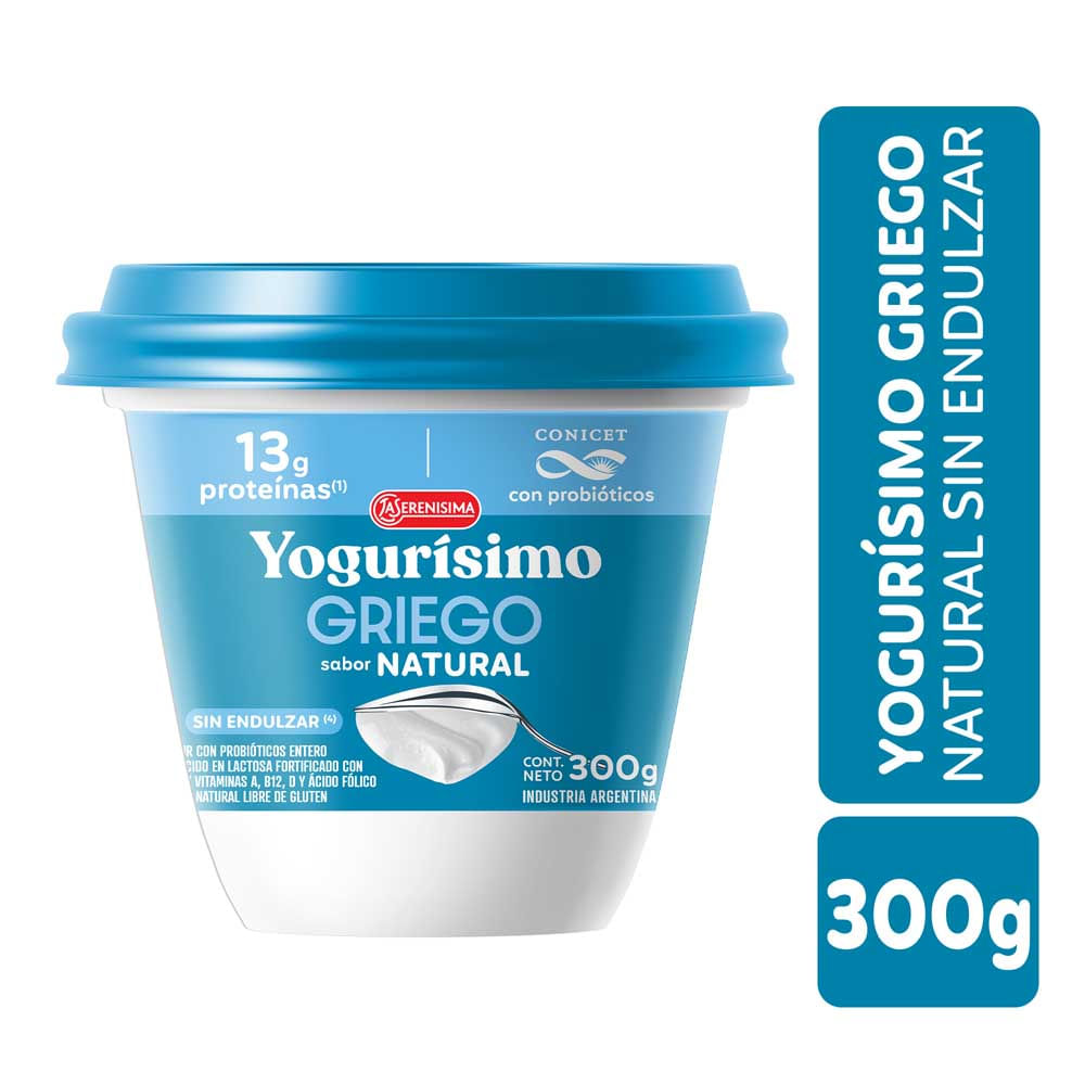 Yogur Sabor Natural Griego Sin Azúcar 300 Grs Yogurisimo