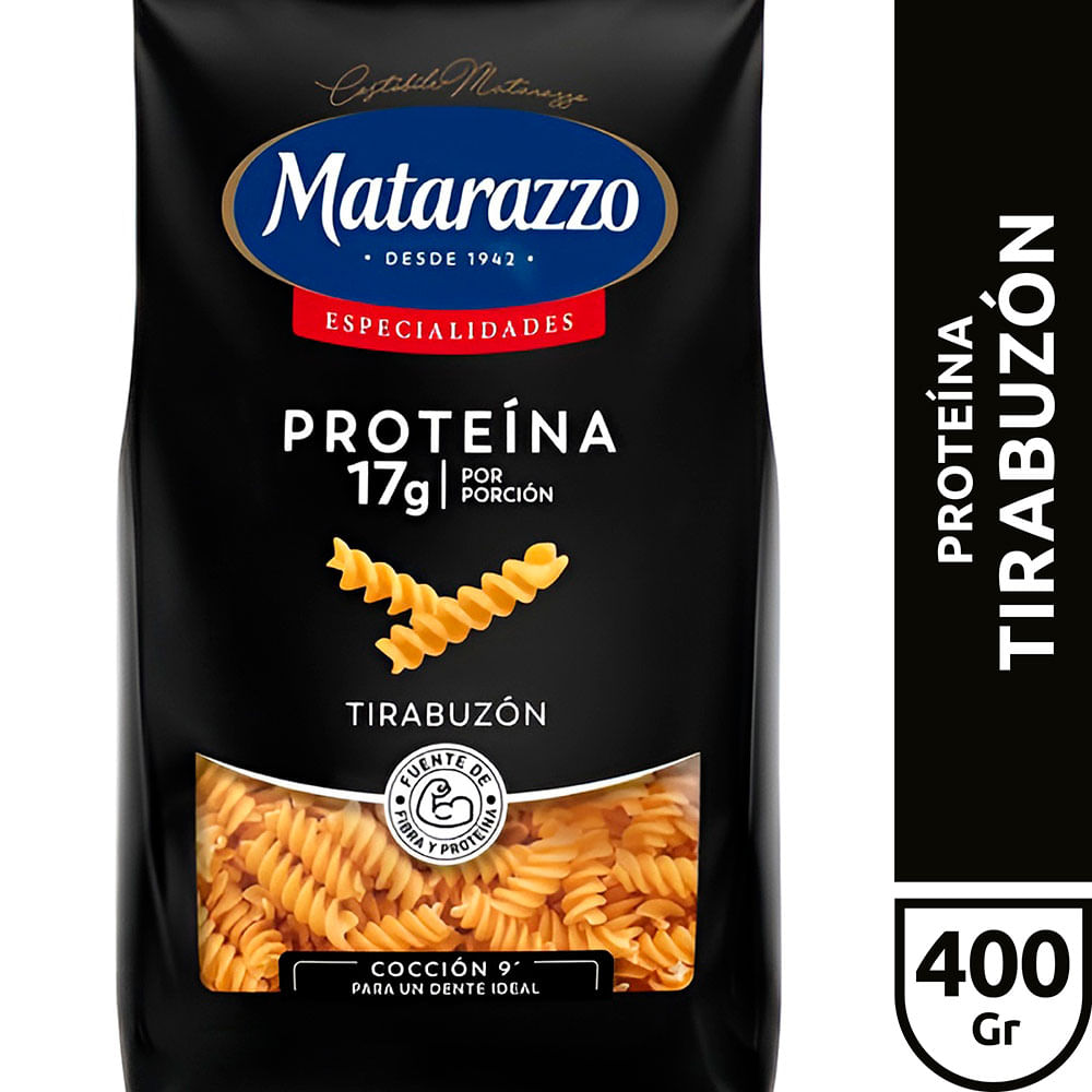 Fideos Tirabuzón Proteína Plus 400 Grs Matarazzo