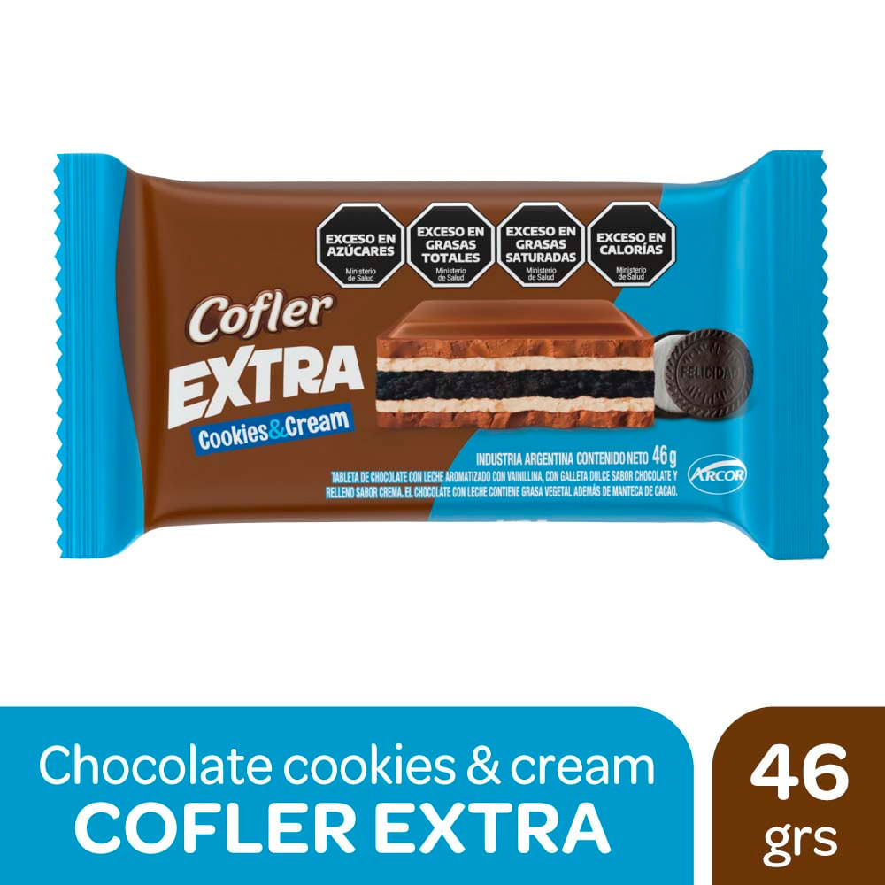 Tableta Sabor Cookies y Cream 46 Grs Cofler Extra