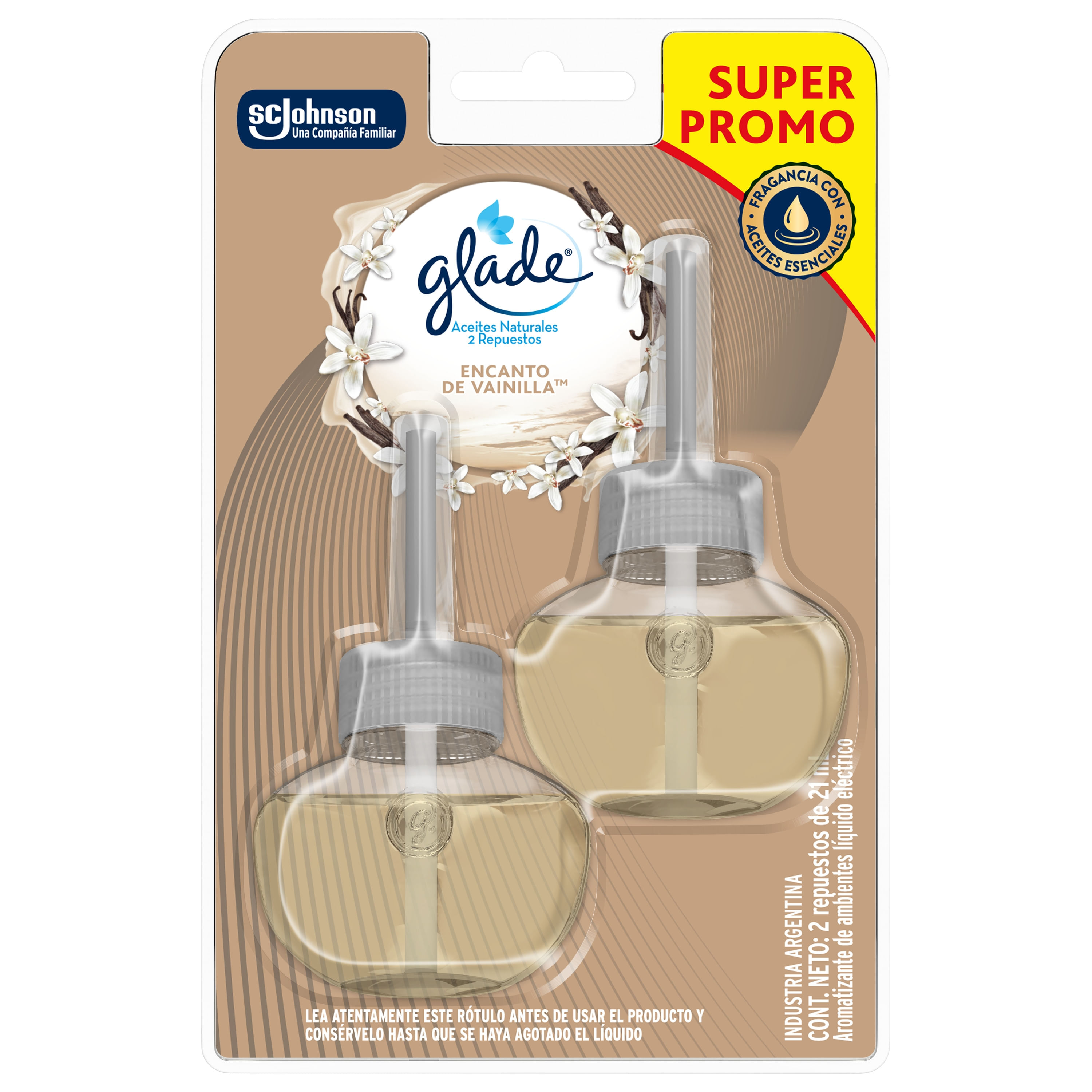 Aromatizante Aceite Natural Vainilla Pack X2 Un 21 Ml Glade
