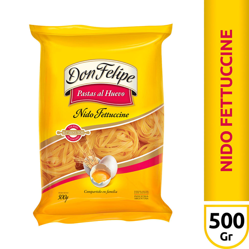 Fideos Nido Fettuccine al Huevo 500 Grs Don Felipe