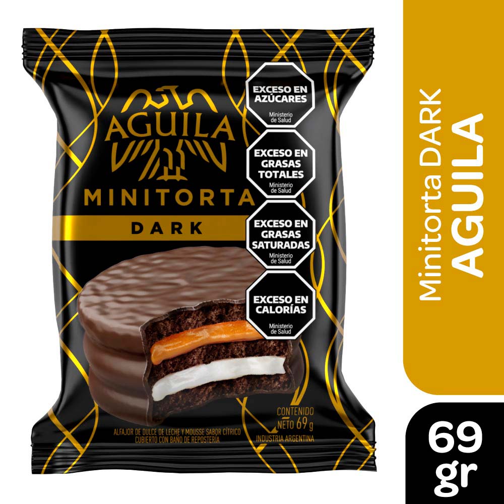 Alfajor Minitorta Dark de Dulce de Leche y Mousse 69 Grs Aguila