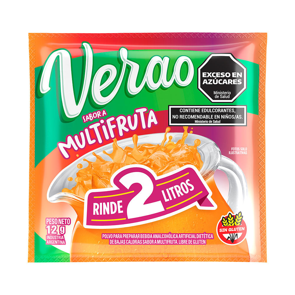 Jugo En Polvo Verao 12gr Multifruta Rinde Dos