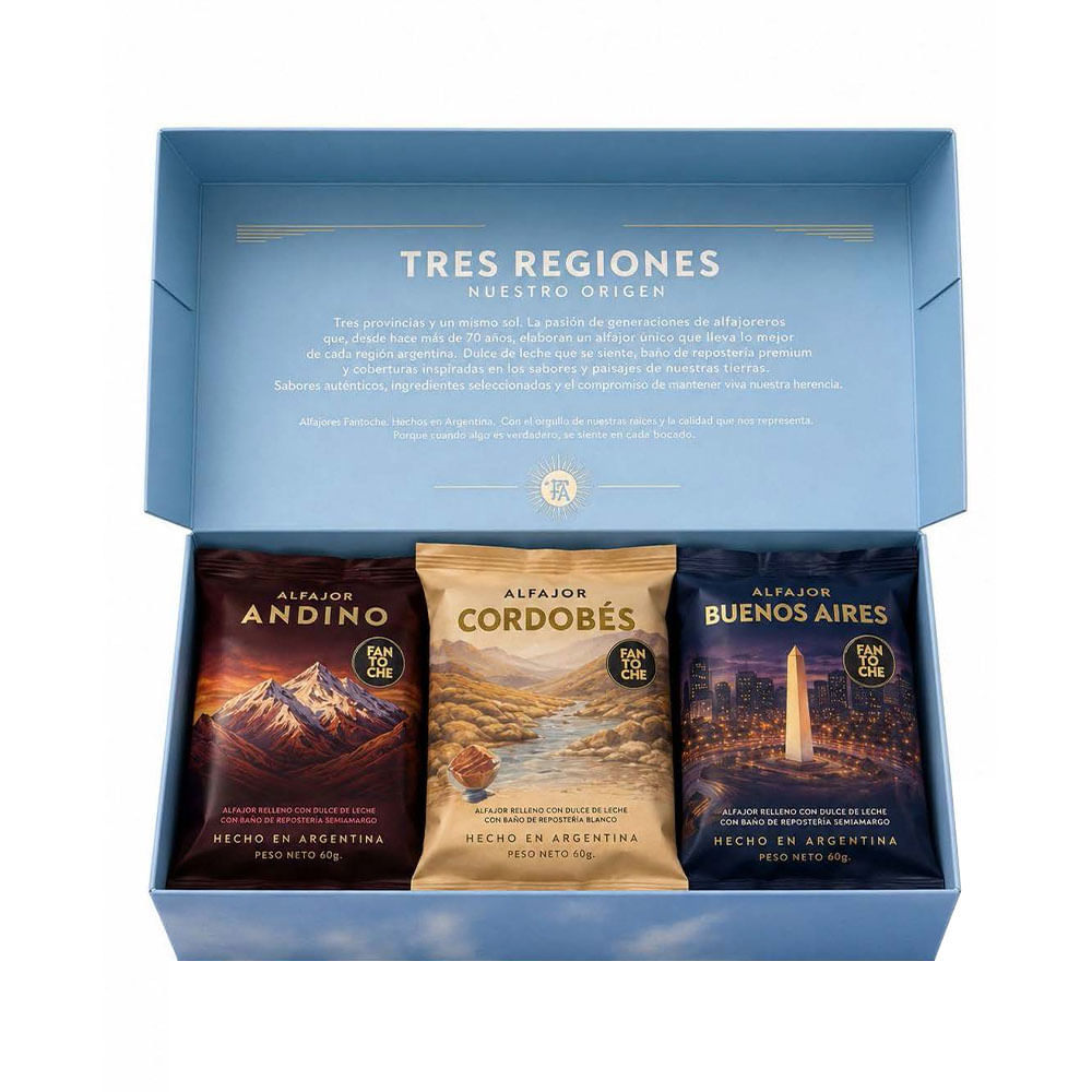 Alfajores Tres Regiones 180 Grs x 3 Un Fantoche