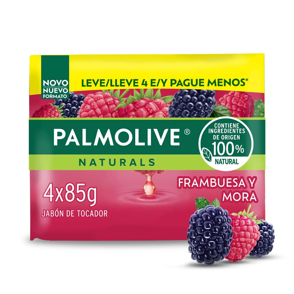 Jabón de Tocador Naturals Frambuesa y Mora 340 Grs x 4 Un Palmolive