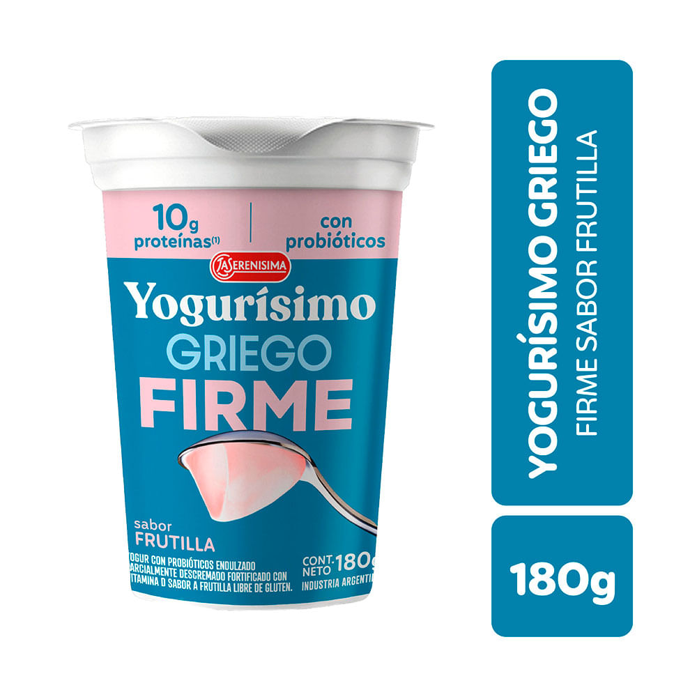 Yogur Sabor Frutilla Griego Descremado 180 Grs Yogurisimo
