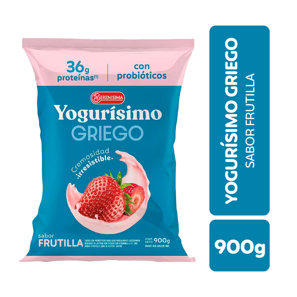 Yogur Griego Sabor Frutilla Bebible 900 Grs Yogurisimo