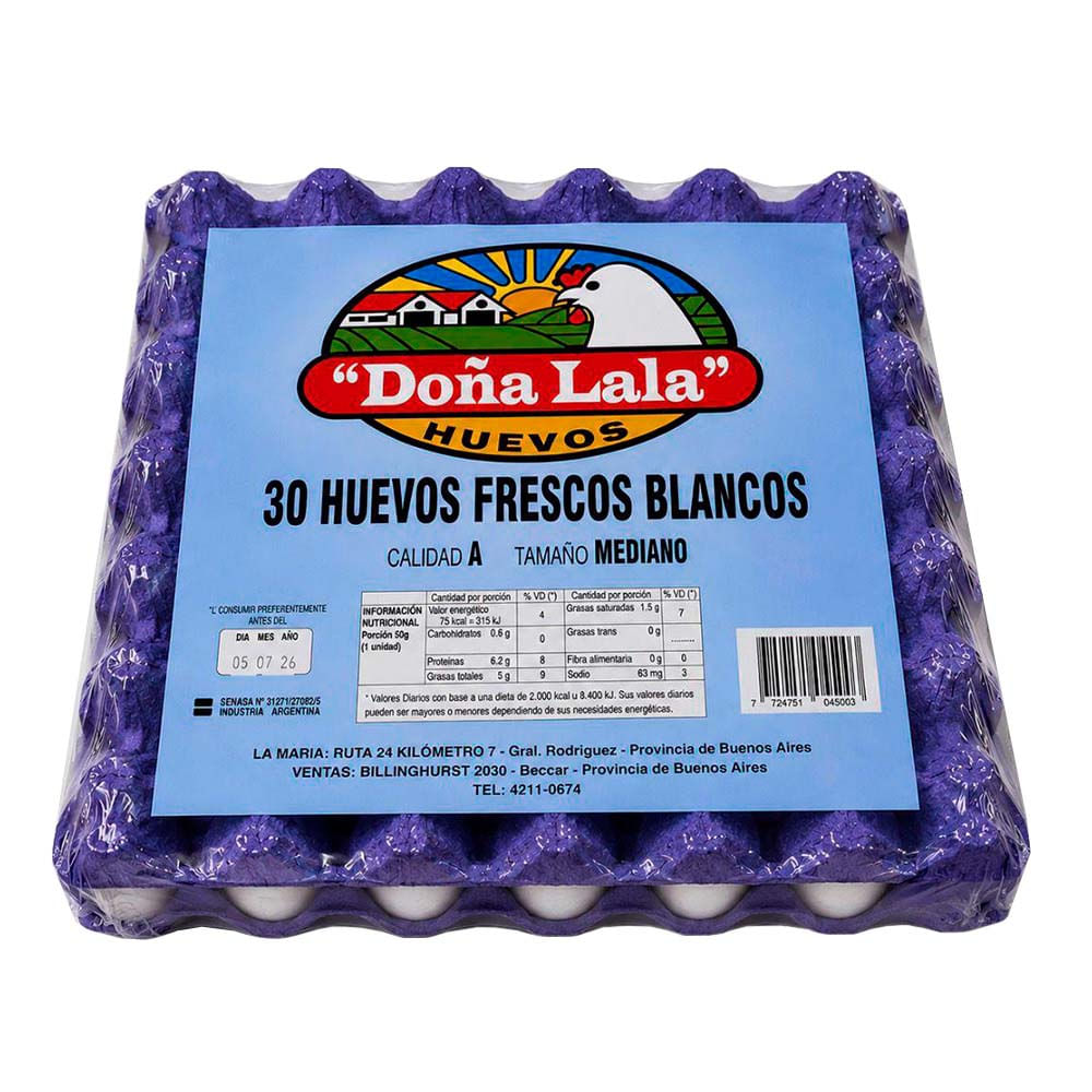 Huevos Blancos Medianos x 30 Un
