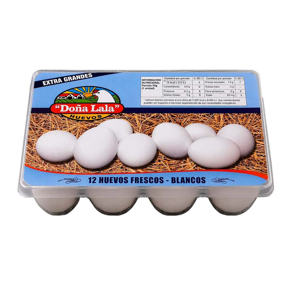 Huevos Blancos Extra Grandes x 12 Un