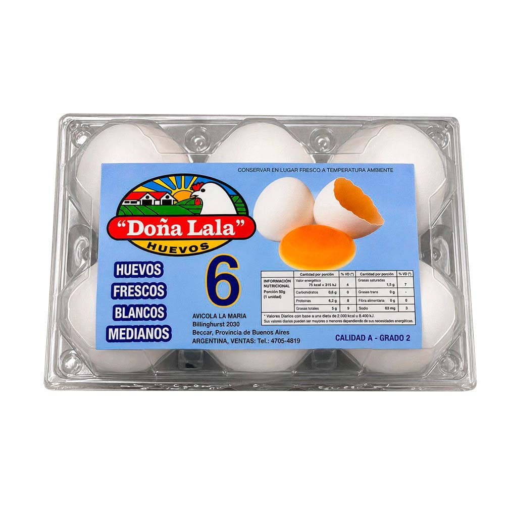 Huevos Blancos Medianos x 6 Un