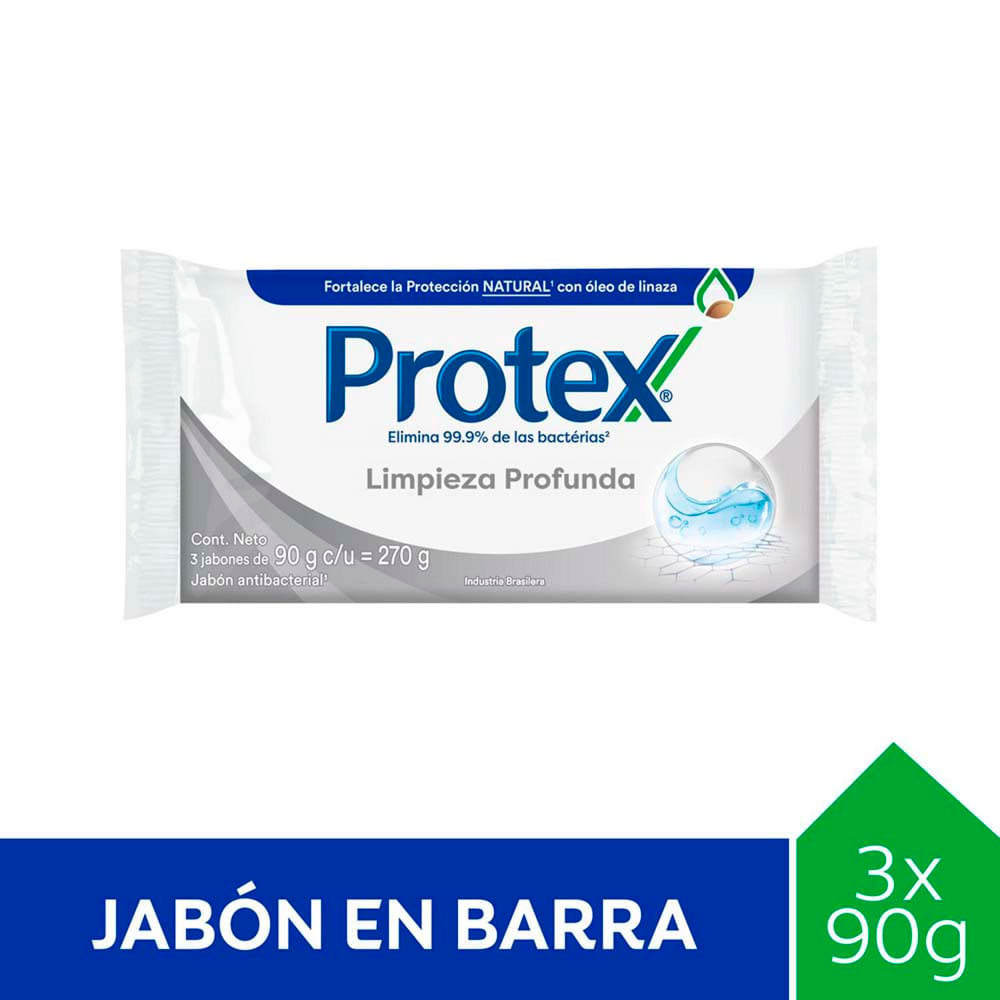 Jabon De Tocador Limpieza Profunda 90 Grs X 3 Un Protex