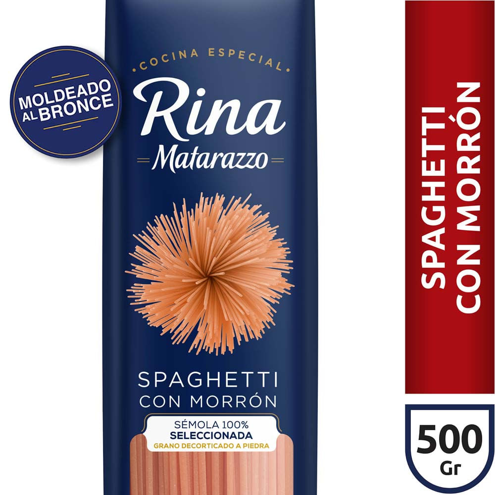 Fideos Spaghettis Sabor Morrón 500 Grs Rina