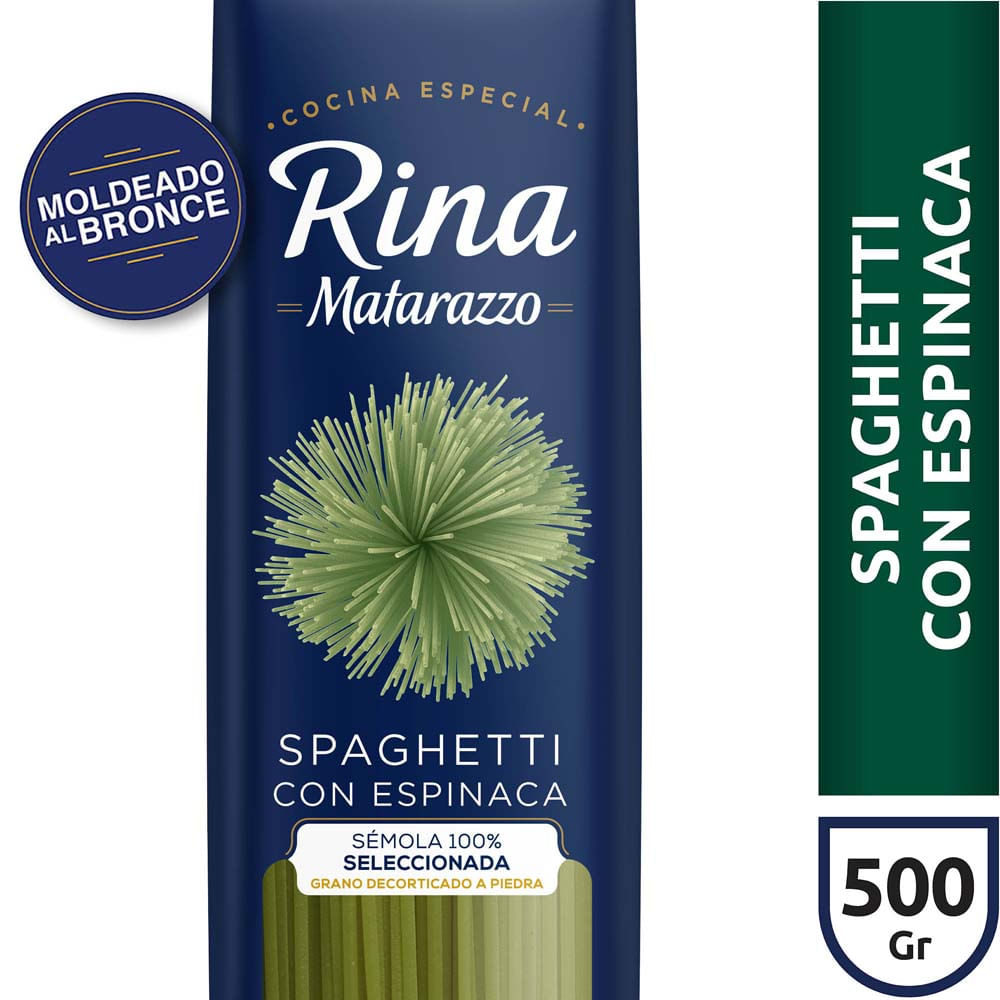Fideos Spaghettis Sabor Espinaca 500 Grs Rina