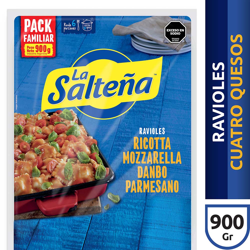 Ravioles de Sabor 4 Quesos 900 Grs Familiar La Salteña