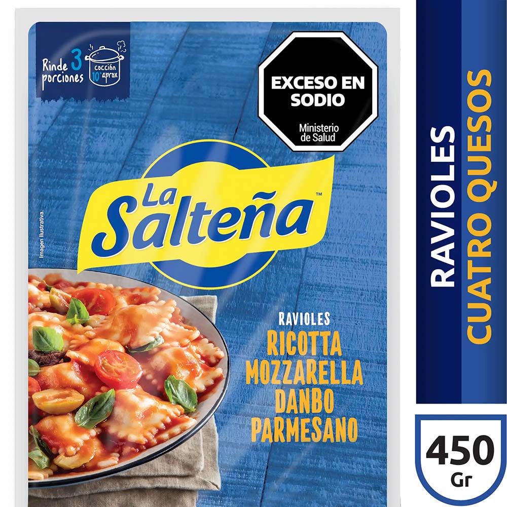 Ravioles Frescas 450 Grs de 4 Quesos La Salteña