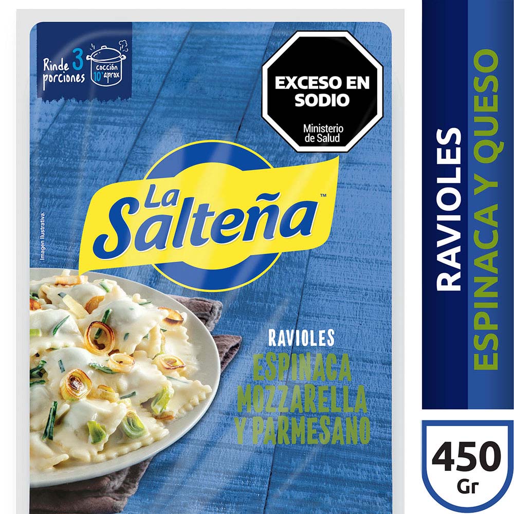 Ravioles La Salteña Espinaca Mozzarella Y Parmesano 450g