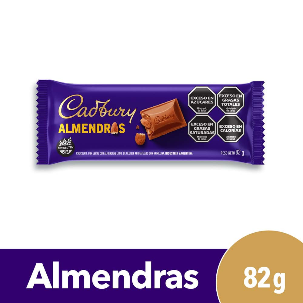 Chocolate Sabor Almendras 82 Grs x 1 Un Cadbury