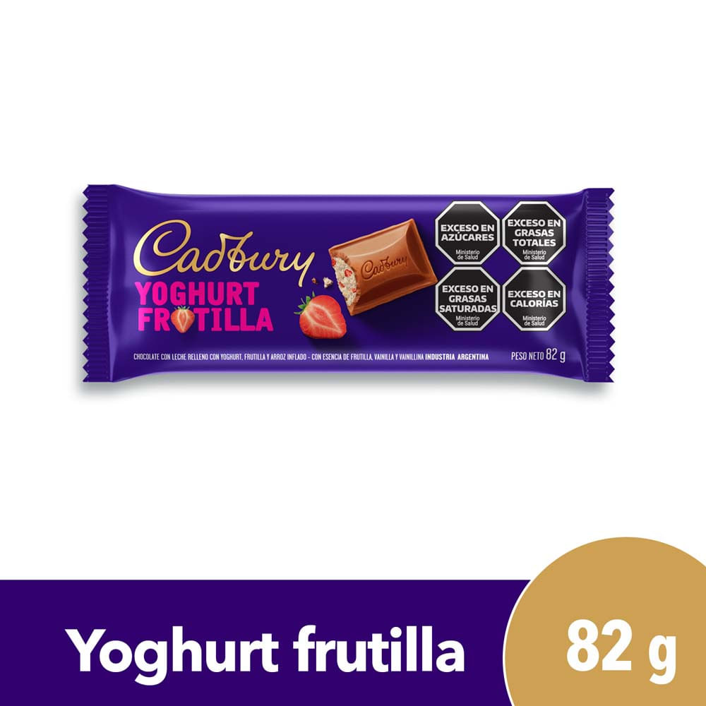 Chocolate Relleno de Yoghurt Sabor Frutilla 82 Grs Cadbury