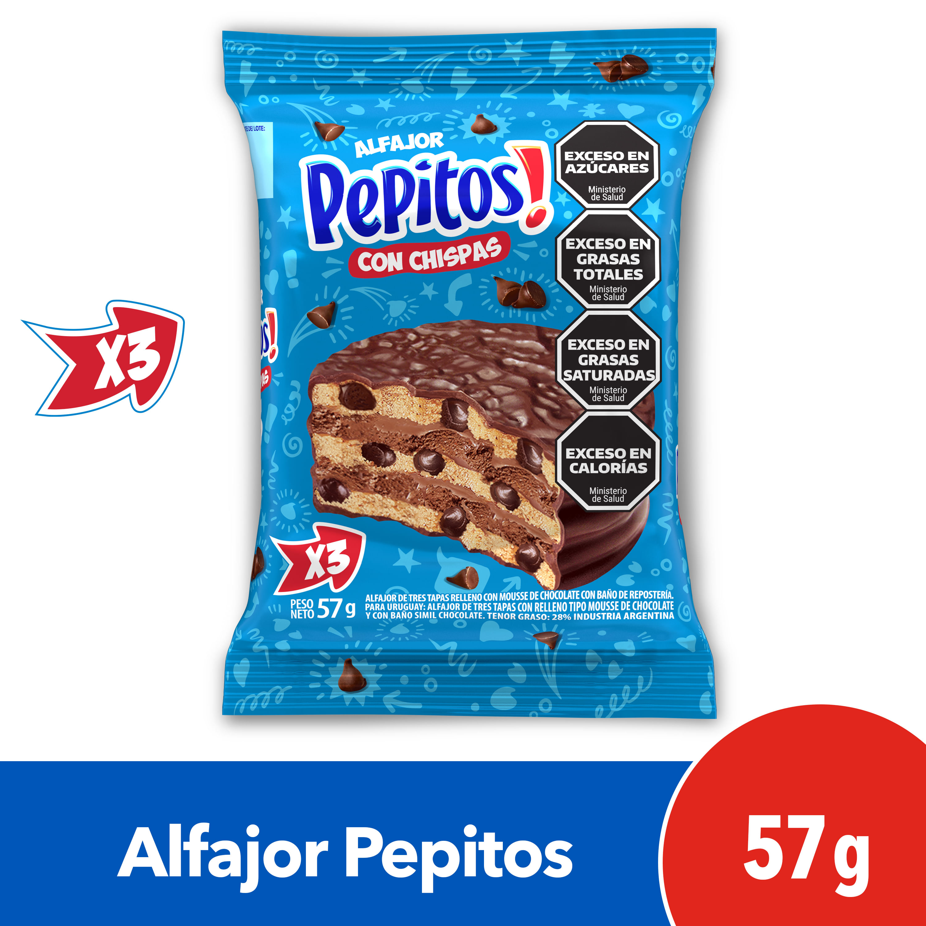 Alfajor Pepitos Triple 57g.