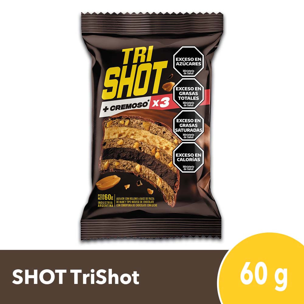 Alfajor Con Maní Triple 60 Gr Shot