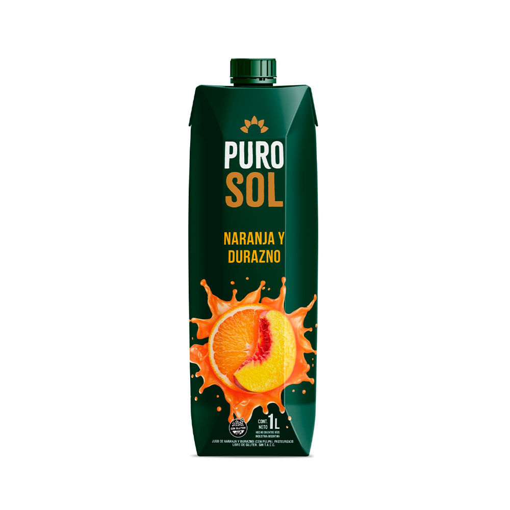 Jugo Fresco Sabor Naranja y Durazno 1 Lts Puro Sol
