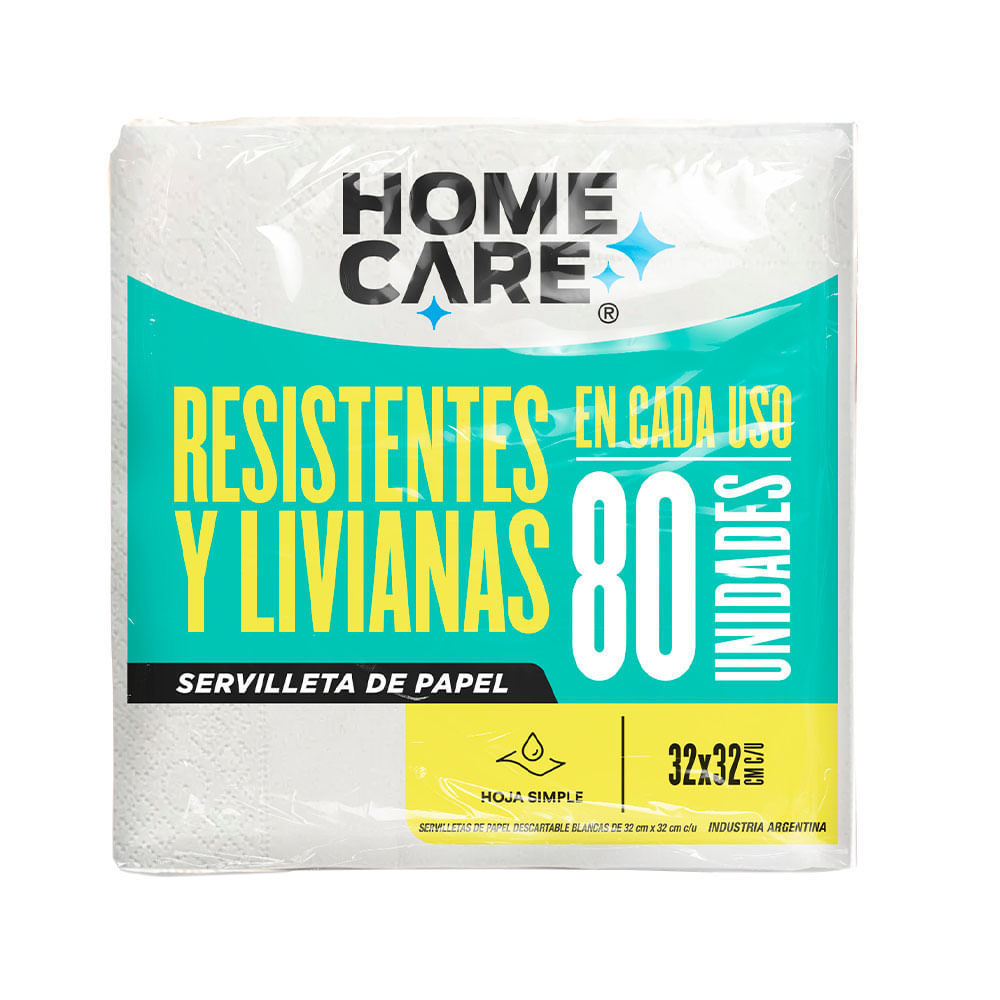 Servilletas de Papel Blancas 32x32 Cm x 80 Un Home Care