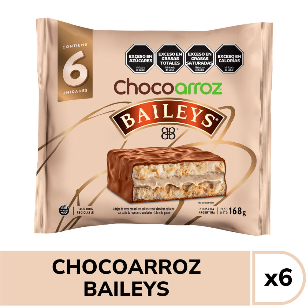 Alfajor de Arroz Sabor Baileys 168 Grs x 6 Un Chocoarroz