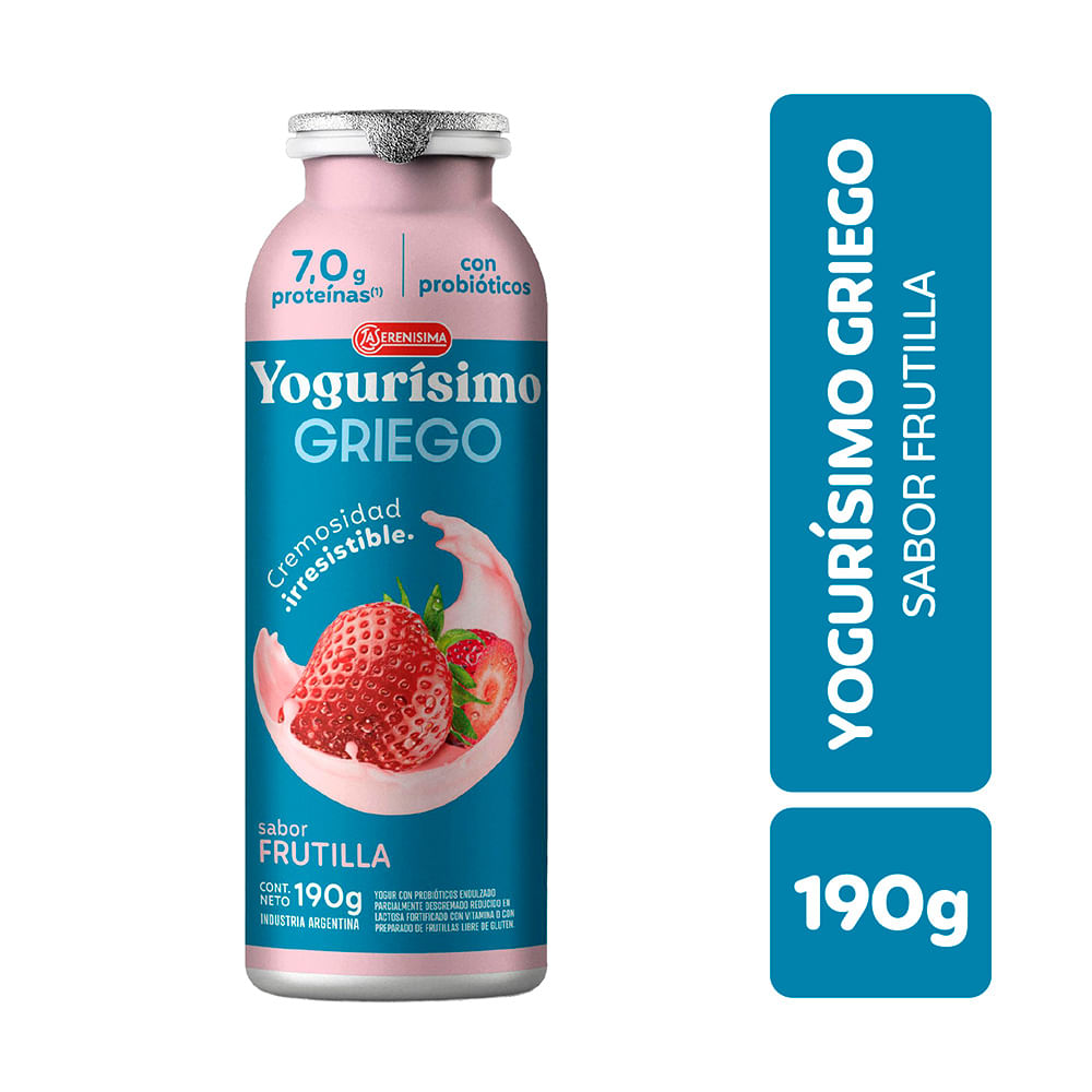 Yogur Griego Sabor Frutilla Bebible 190 Grs Yogurisimo