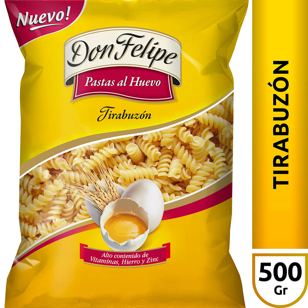 Fideos Tirabuzón al Huevo 500 Grs Don Felipe