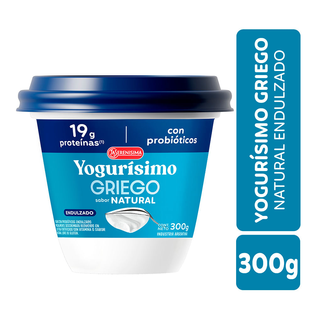 Yogur Sabor Natural Griego Endulzado 300 Grs Yogurisimo