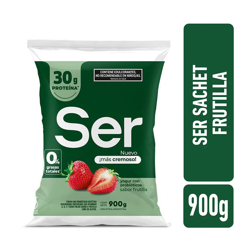 Yogurt Sabor Frutilla Descremado 900 Grs Ser