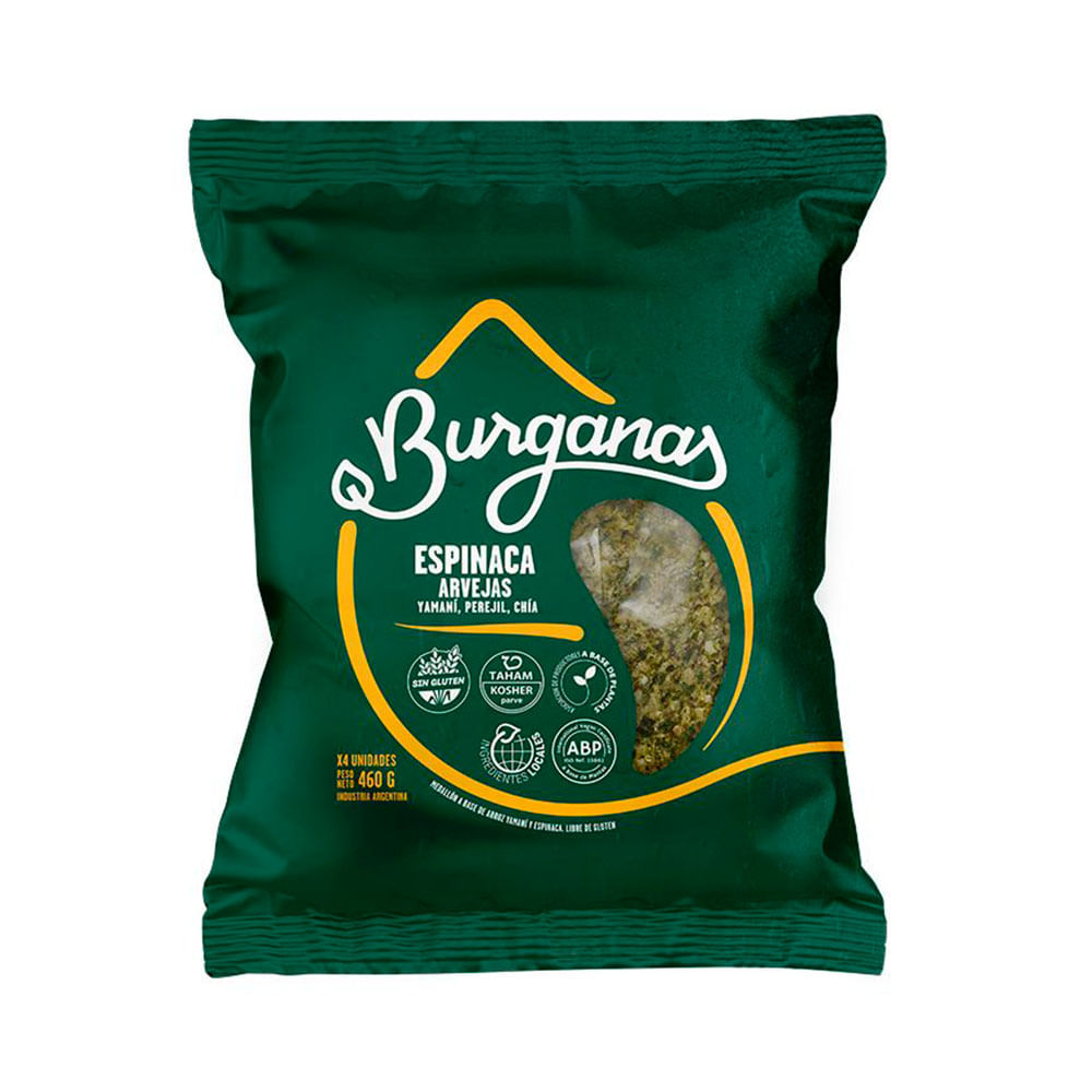Medallones de Verduras Sabor Espinaca y Arvejas 460 Grs x 4 Un Burganas