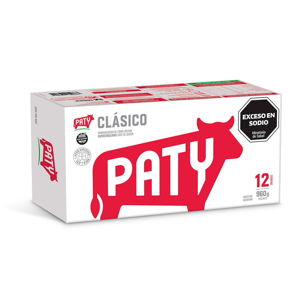 Hamburguesa de Carne Vacuna x 12 Un 960 Grs Paty
