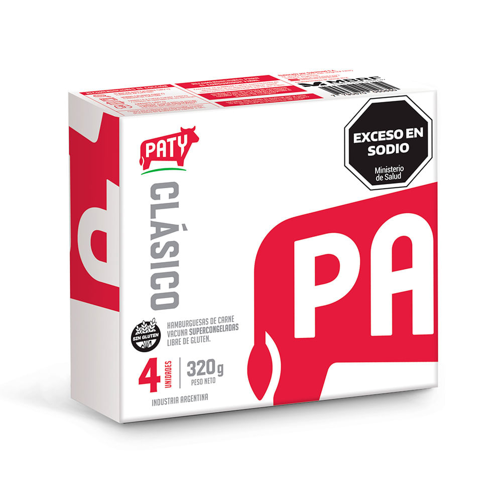 Hamburguesa de Carne Vacuna x 4 Un 320 Grs Paty